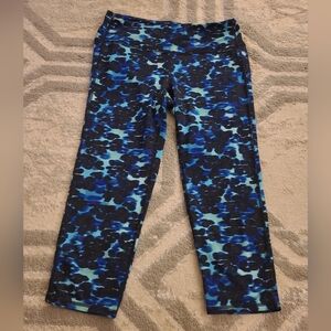 Athleta Blue Black Print Yoga Cropped Size Medium